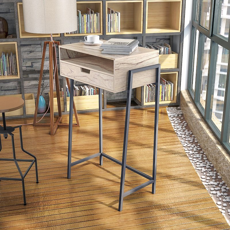 Nordic multi-function mobile station table - Storage - Wood 