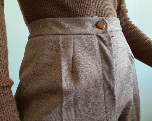 ビンテージ 70s USAヒッピー ブラウン 茶色 センタープレス フレアパンツ ヴィンテージ 1970年代 ブラウン ブラック ハイウエスト パンツ