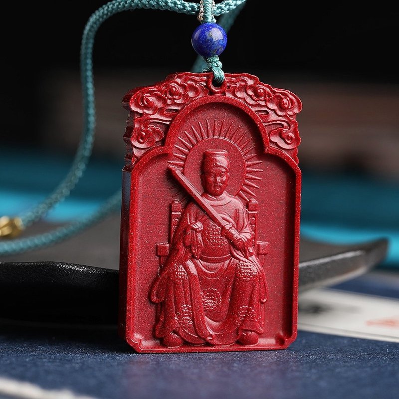 Natural cinnabar fine purple gold sand Li Cheng General Pendant cinnabar content is as high as 95% or more - Necklaces - Gemstone 