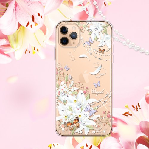 apbs 雅品仕 水晶彩鑽手機殼 iPhone 11全系列 水晶彩鑽防震雙料手機殼-珠落白玉