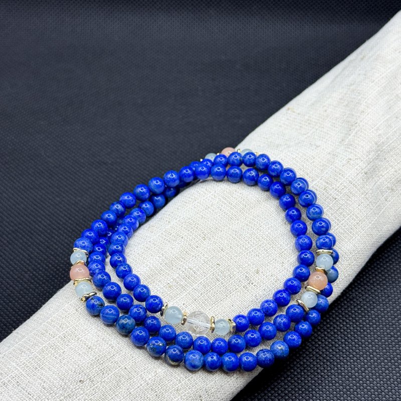 Zen | 108念珠 108 Beads  青金石 橙月亮石 海藍寶 文殊菩薩心咒 - 手鍊/手環 - 水晶 