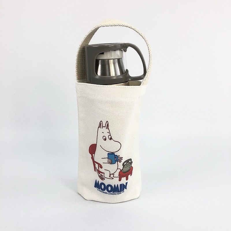 Moomin嚕嚕米授權-水壺袋(白) - 杯袋/飲料提袋 - 棉．麻 紅色