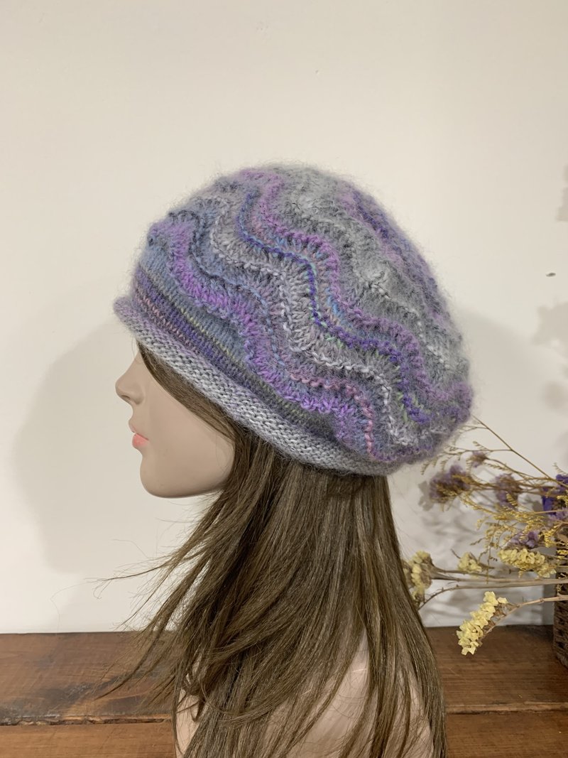 Pteris beanie. . Space dyed beanie in pink/gray. High quality Japanese thread. - หมวก - ขนแกะ 