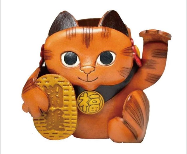 VANCA CRAFT 本革製メガネ小物スタンド 招き猫 招き猫 本革メガネ小物スタンド 手作り革雑貨 インテリア VANCA