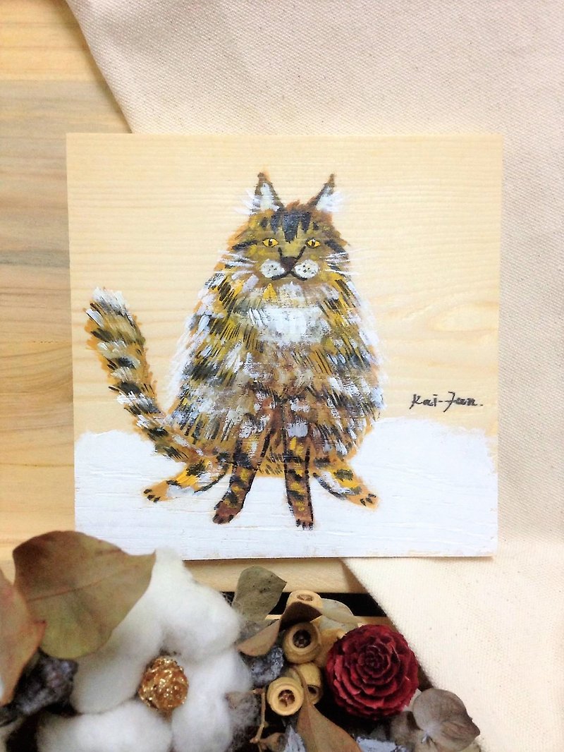 雪の中で愚かなかわいいタブビーの猫 - ポスター・絵 - アクリル 多色
