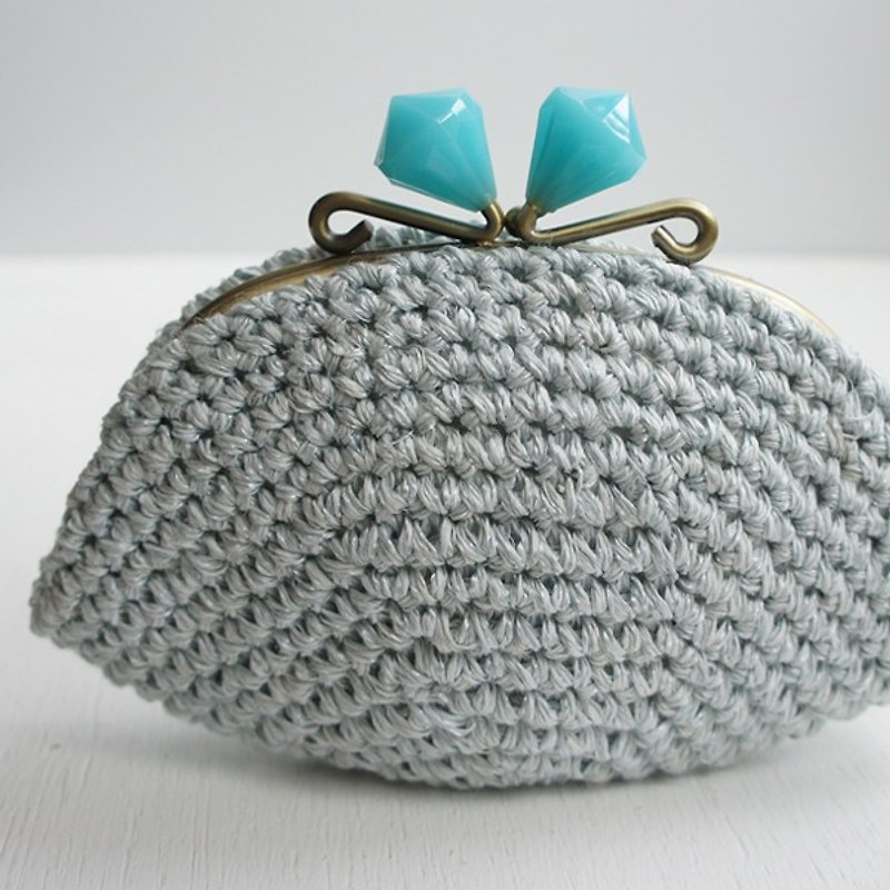 Ba-ba handmade  crochet pouch (No.C974) - 化妝袋/收納袋 - 其他材質 藍色