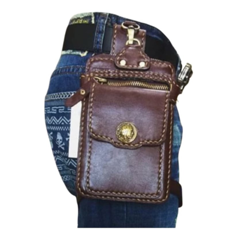 Bag Waist Motorcycle Biker Real Genuine Cowhide Leather Bag,Leg Bags,Biker - 其他 - 真皮 黑色