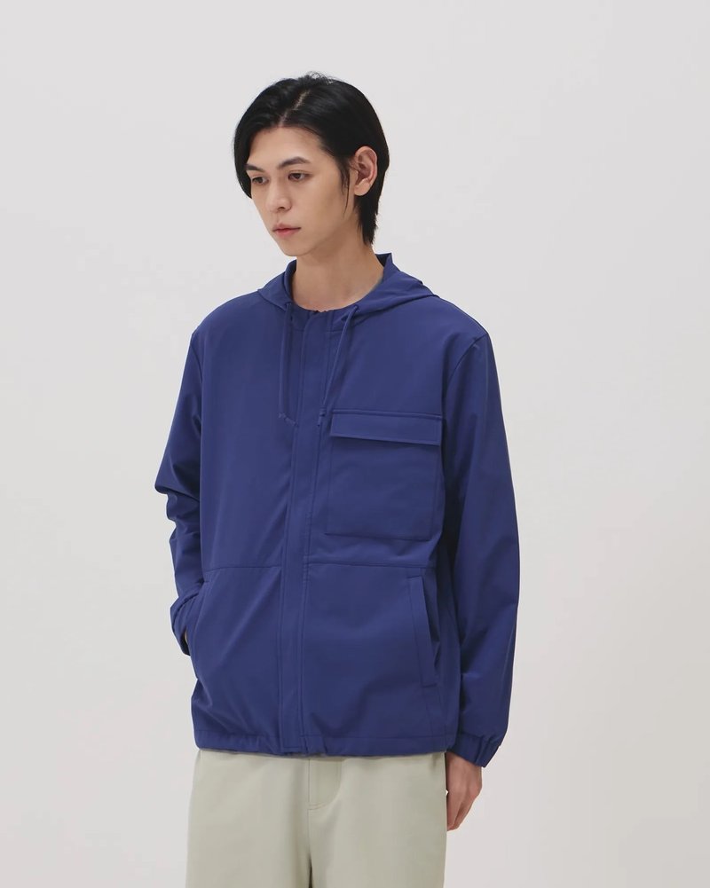 連帽防潑輕便外套 (藍) - 男夾克/外套 - 尼龍 藍色