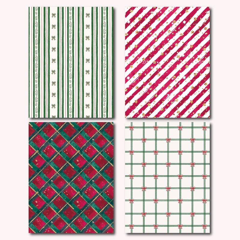 聖誕圖案背景便條紙 – 四色組 (100張) - 貼紙 - 紙 