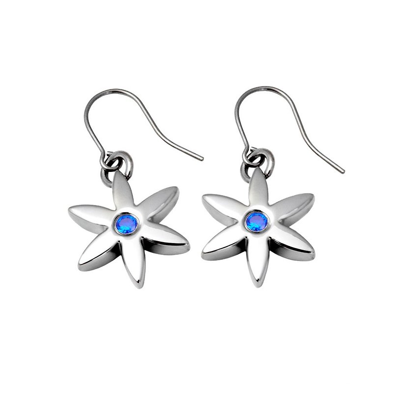 Pure Titanium Earrings- Flower( Middle) (blue)x2 - Earrings & Clip-ons - Other Metals Blue