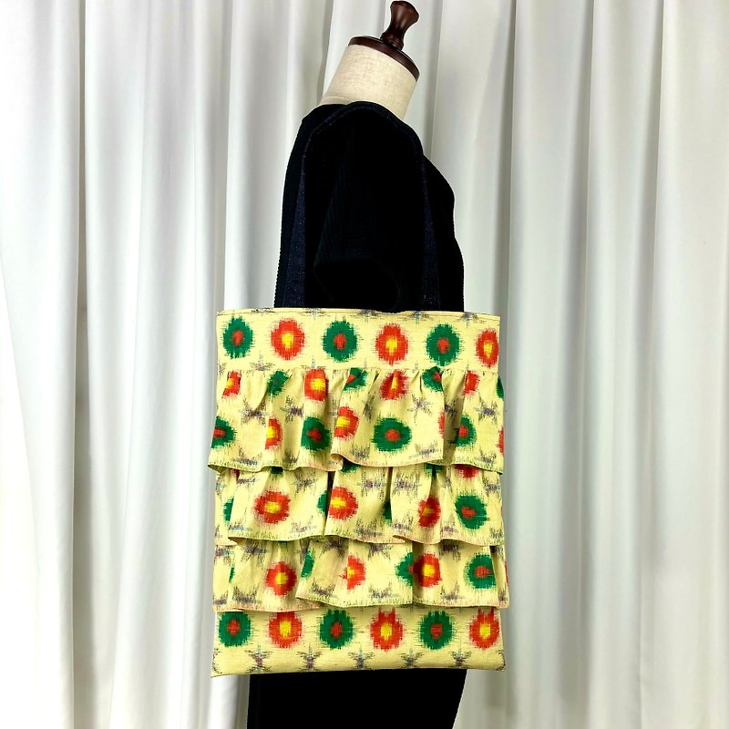 Japan || Kimono tote bag || frills - Handbags & Totes - Silk Multicolor