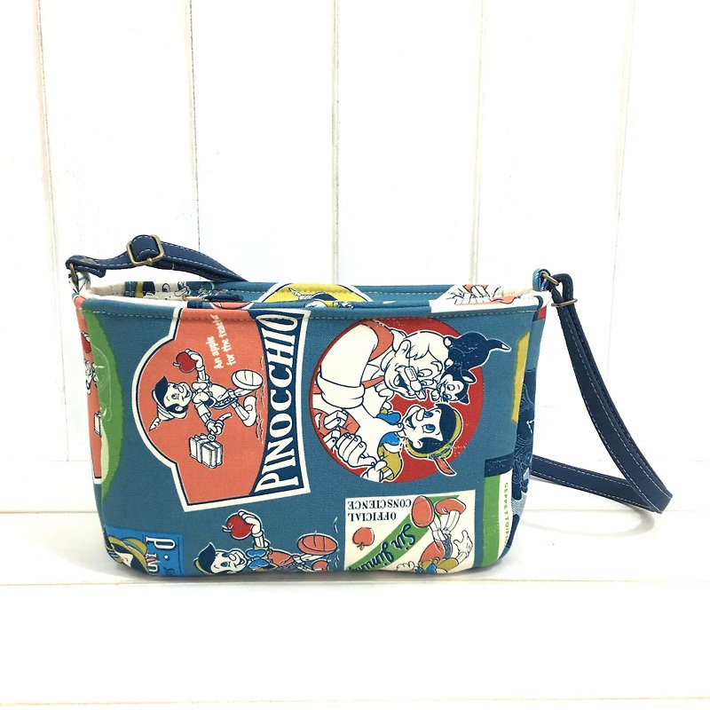 | • R • | Slice zip adjustable dual-use Sling / Slingback Bag | Pinocchio (Vintage Blue) - Messenger Bags & Sling Bags - Cotton & Hemp 
