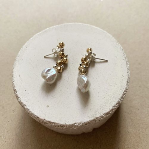 Lux Jewelry 天然石/手作輕珠寶 14KGF 璀璨時光珍珠耳環