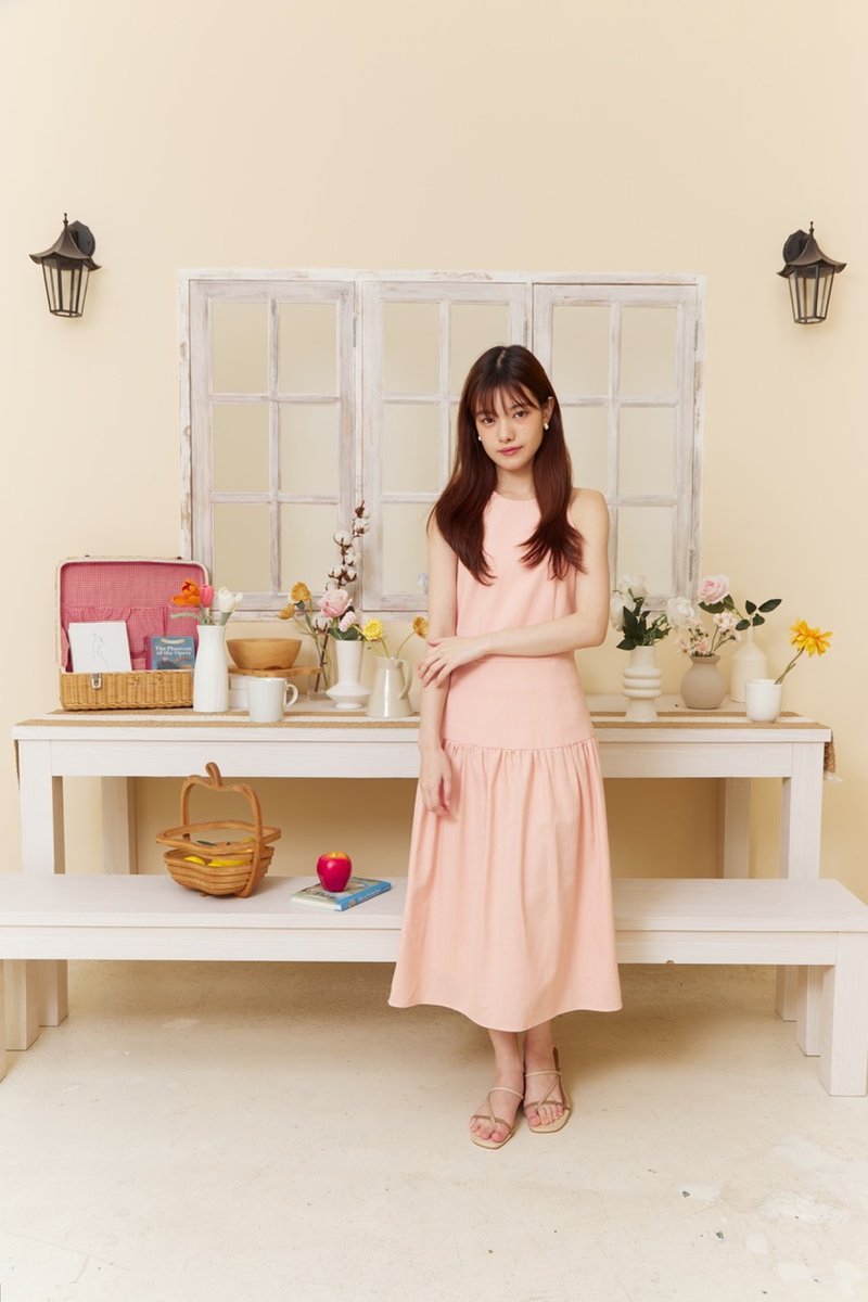 Pink Lily Dress by Klara Love ชุดไปงาน ชุดเพื่อนเจ้าสาว ชุดไปงานแต่ง - ชุดเดรส - ลินิน สึชมพู