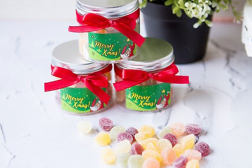 幸福朵朵 婚禮小物 花束禮物 聖誕節QQ軟糖罐(滿百份免費印名字) 派對分享 糖果點心 慶祝耶誕