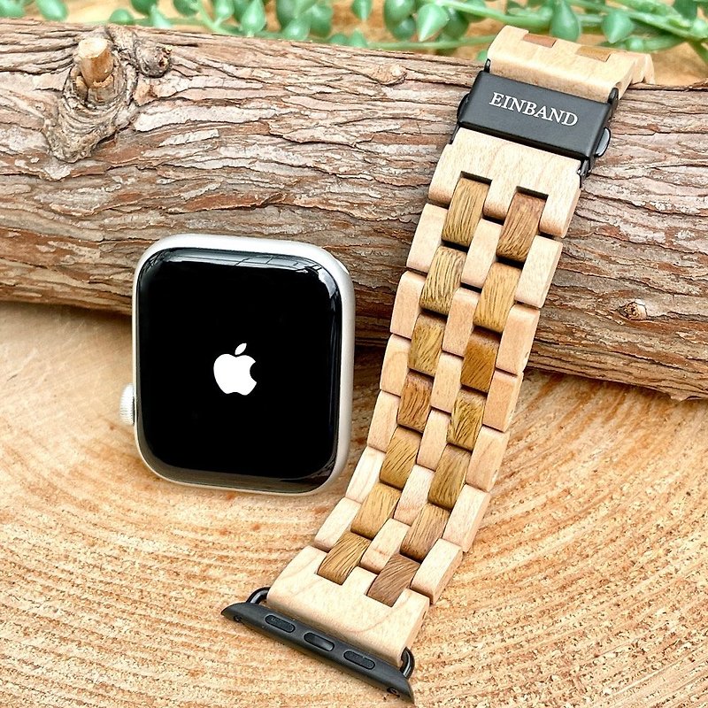 EINBAND AppleWatch Wood Belt Green sandalwood × Maple wood - นาฬิกาผู้หญิง - ไม้ สีนำ้ตาล