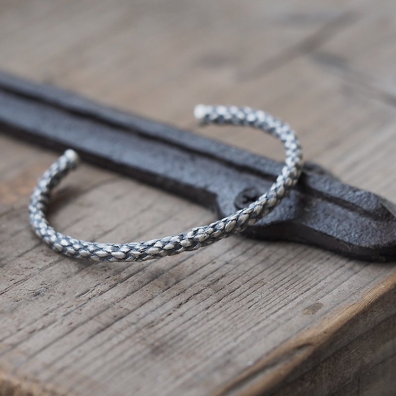 Braided rope bangle Silver 925 - สร้อยข้อมือ - โลหะ สีเงิน