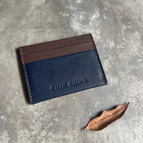 KAKU皮革設計 卡片夾/卡片套 午夜藍/深咖啡 客製化禮物