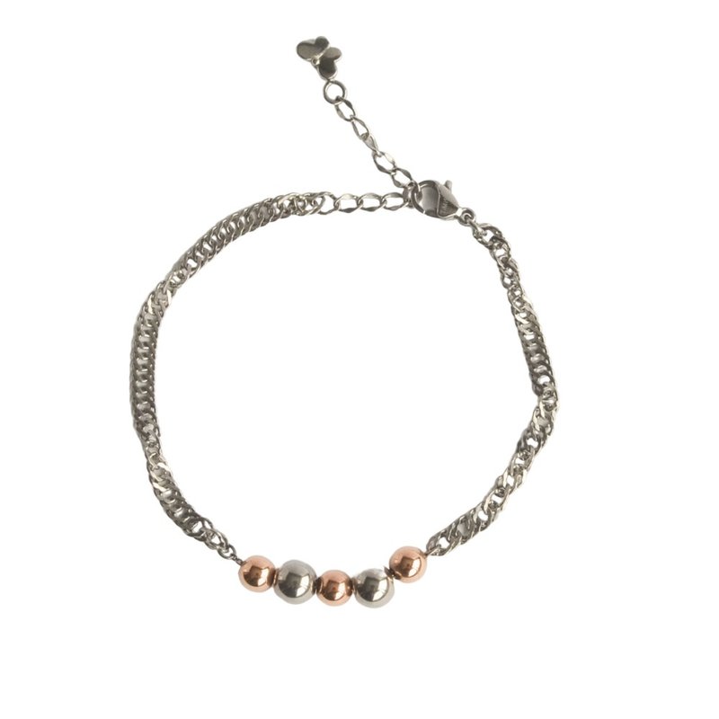 Pearl Butterfly Fly pure titanium bracelet (anti-allergic/never deteriorate/FreeSize) - สร้อยข้อมือ - โลหะ สีเงิน