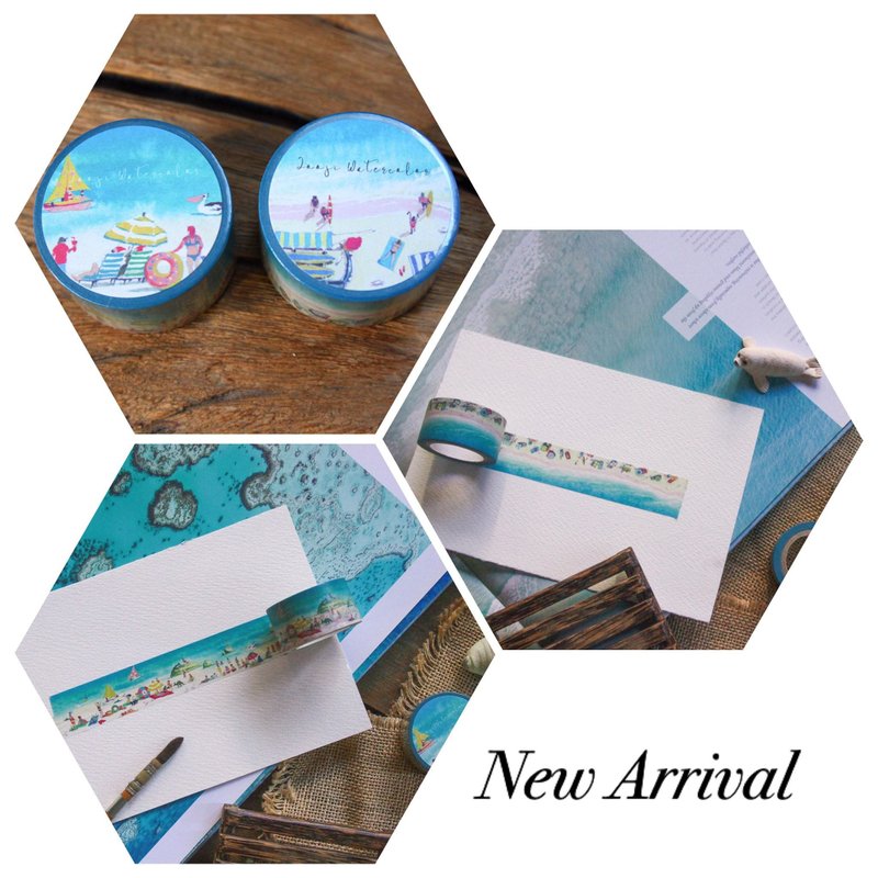 Summer Vacation | Handmade Watercolor | Washi Tape | Sticker | Masking Tape - Washi Tape - Paper Blue