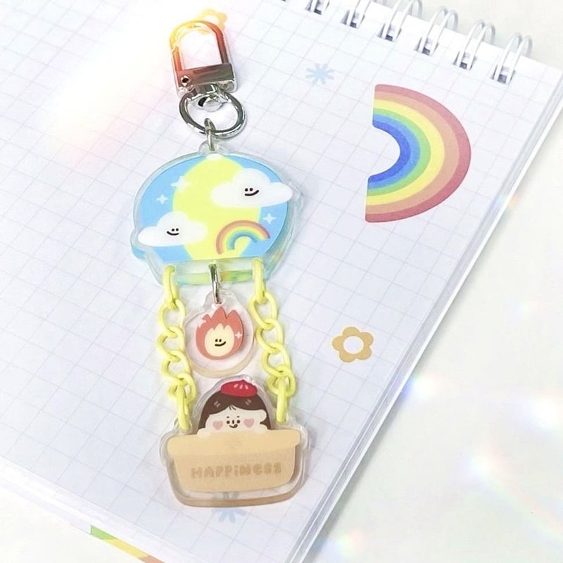 A steamed bun/ hot air balloon keychain Acrylic acrylic pendant - ที่ห้อยกุญแจ - วัสดุอื่นๆ 