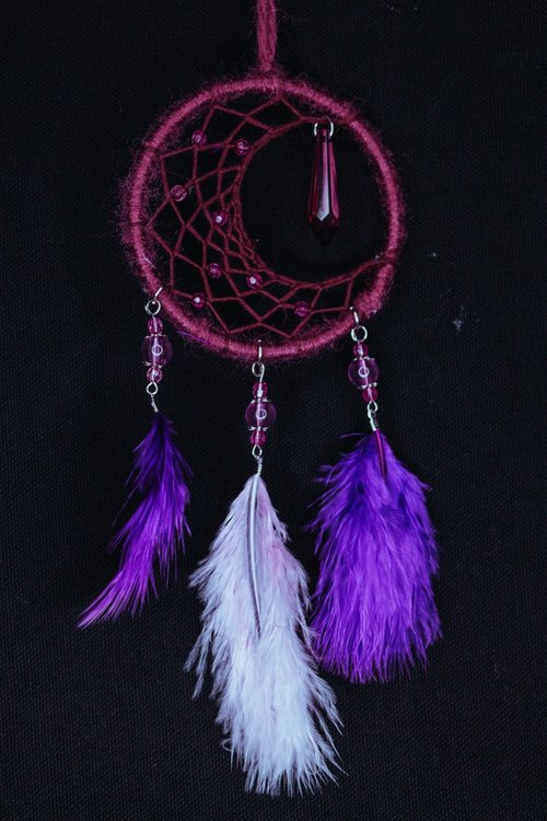 Mr.SkullyPop 純手工捕夢網 Handmade Dreamcatcher-【月亮-深紫】