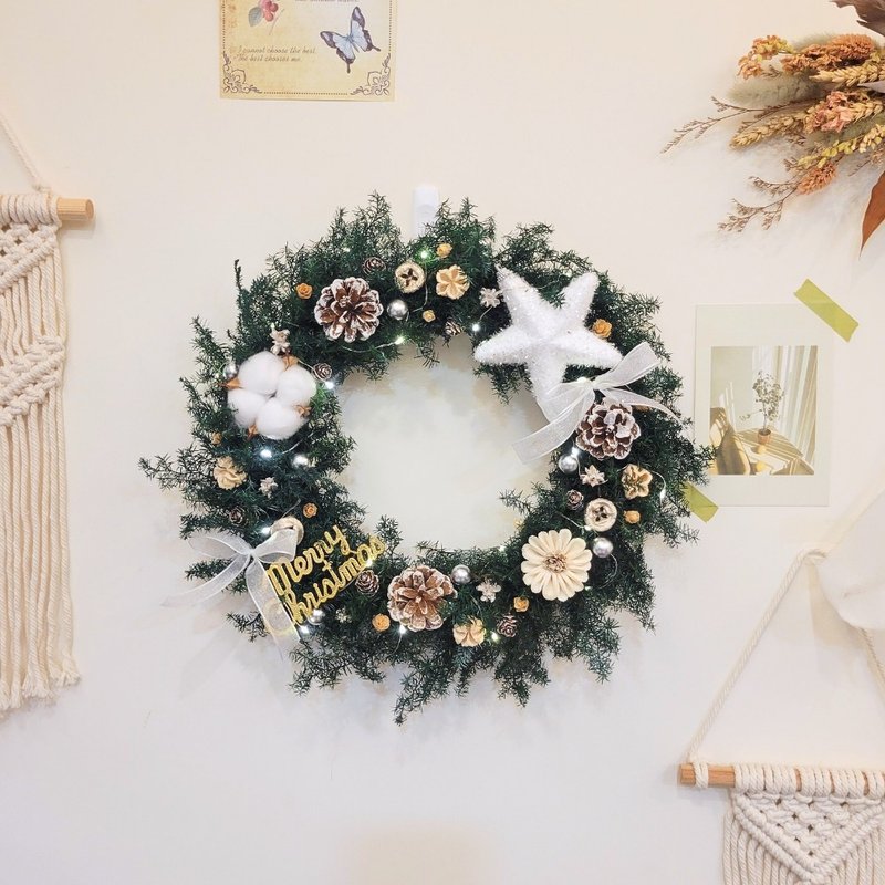 [In stock] Star Garden eternal wreath hanging decoration. Three-stage adjustable light. Comes with packaging. Christmas gift box - Wall Décor - Plants & Flowers 