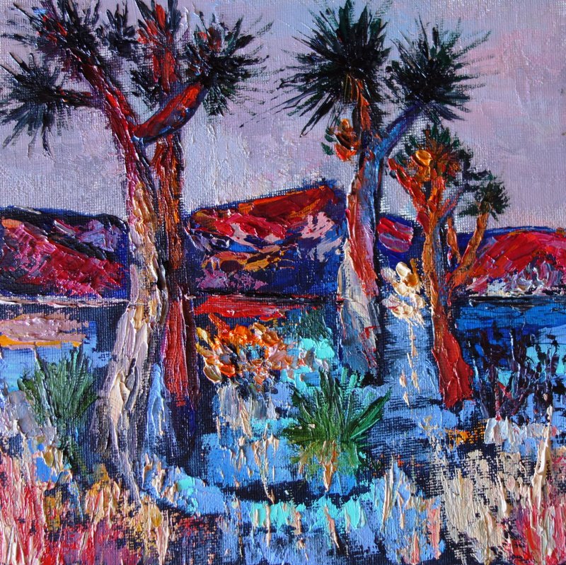 Desert Painting Oil  油畫原作 Floral Original Art Landscape Impasto - 海報/掛畫/掛布 - 顏料 多色