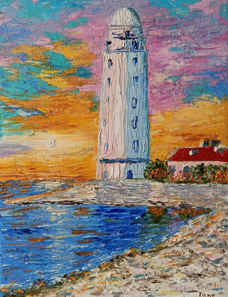 Lighthouse Original oil painting - 壁貼/牆壁裝飾 - 其他材質 