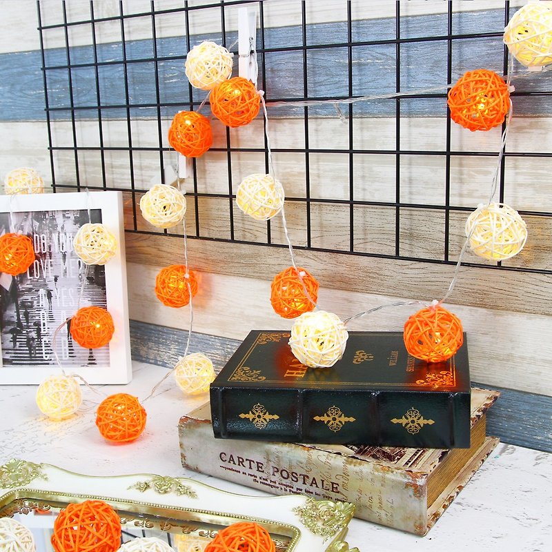 iINDOORS LED Atmosphere Rattan Ball Lights - Orange Plug 3M long - Lighting - Bamboo Orange
