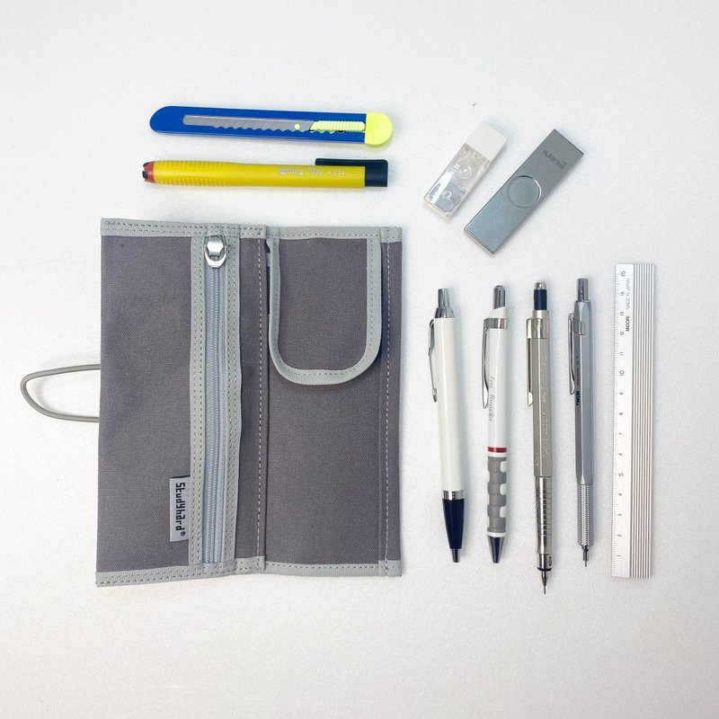 Bi-fold pen case, minimal compact size - Pencil Cases - Cotton & Hemp Gray