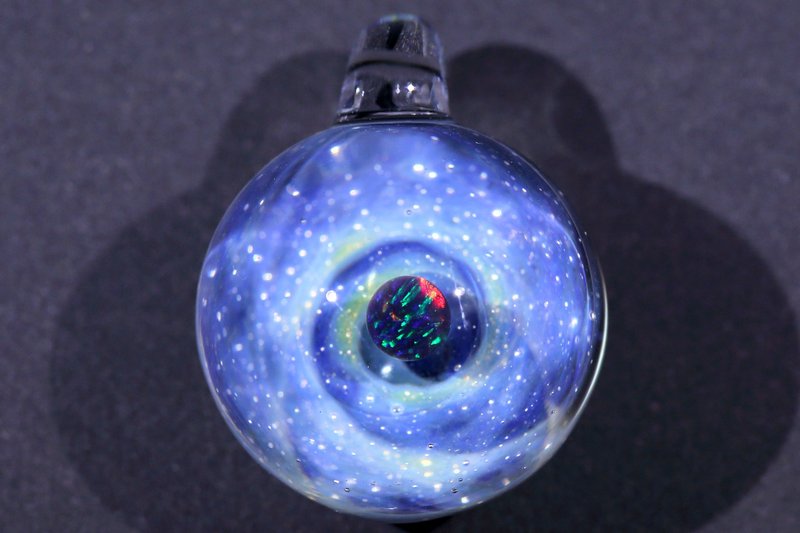 Starry Night 宇宙玻璃頸鏈吊墜22mm no.959 - 頸鏈 - 玻璃 藍色