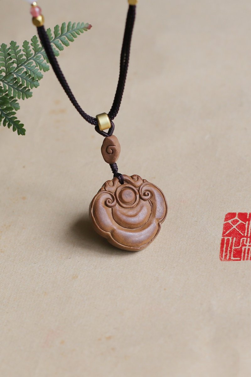 壹染指香品 | 如意 雙面 | 天然和合香 木樨香 | 一物一圖 - 項鍊 - 植物．花 黃色
