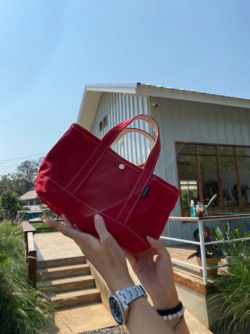 underlinebagsandmore Red Mini Canvas Classic Tote / Crossbody bag / 泰國包包 /泰國設計