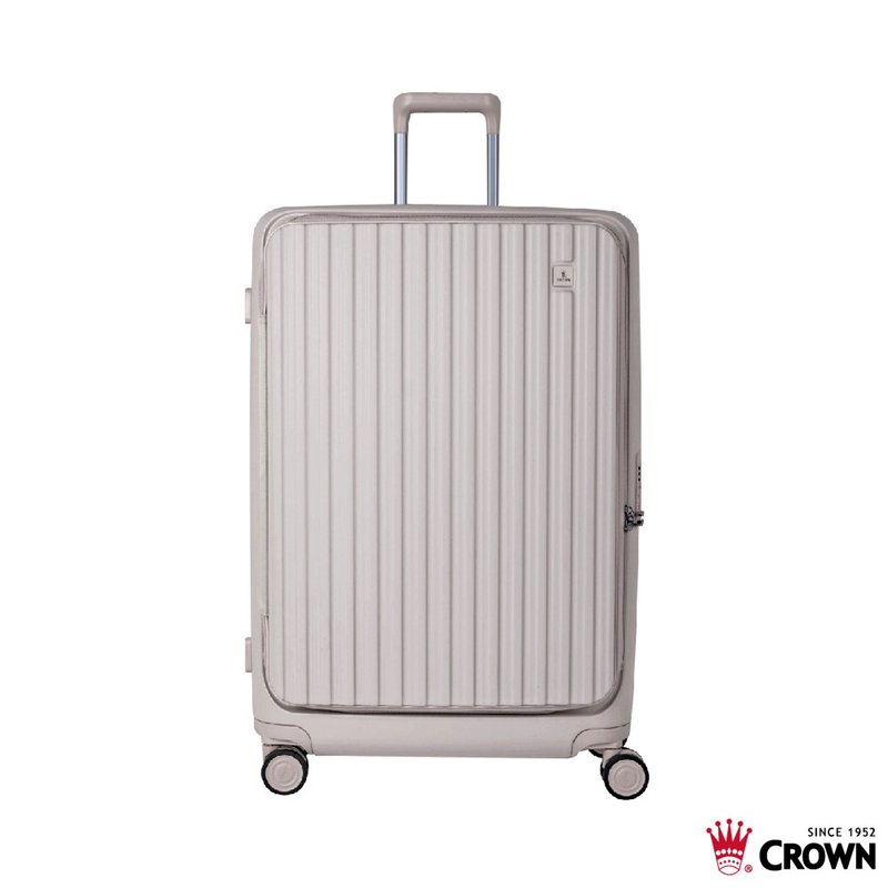 【CROWN】29吋 BOXY 前開框架拉桿箱 託運箱  燕麥奶茶色 - 行李箱/旅行袋 - 塑膠 卡其色