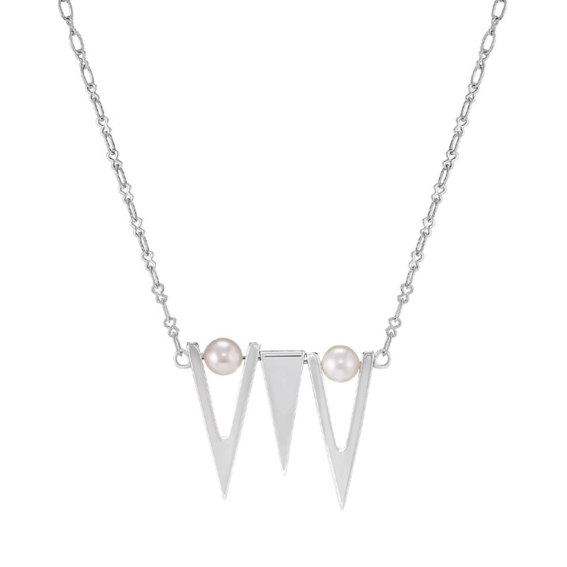 Triple V crystal pearl necklace - สร้อยคอ - คริสตัล 