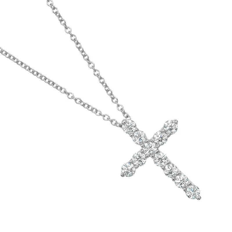 【日本直送】ティファニー TIFFANY&Co. スモールクロス ネックレス Pt950プラチナ ダイヤモンド 約3.54g【中古】Aランク - 項鍊 - 貴金屬 銀色