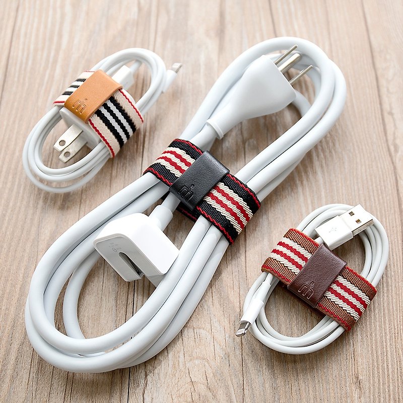 Multipurpose Elastic Wire Storage Set - British Style (Three Sets) - Cable Organizers - Genuine Leather Multicolor
