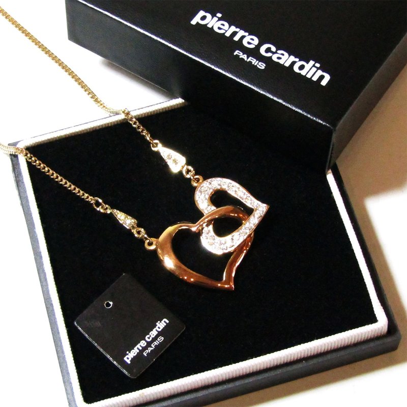 80s Pierre Cardin ピエールカルダン ダブルハート ヴィンテージ ネックレス - ネックレス - 金属 ゴールド