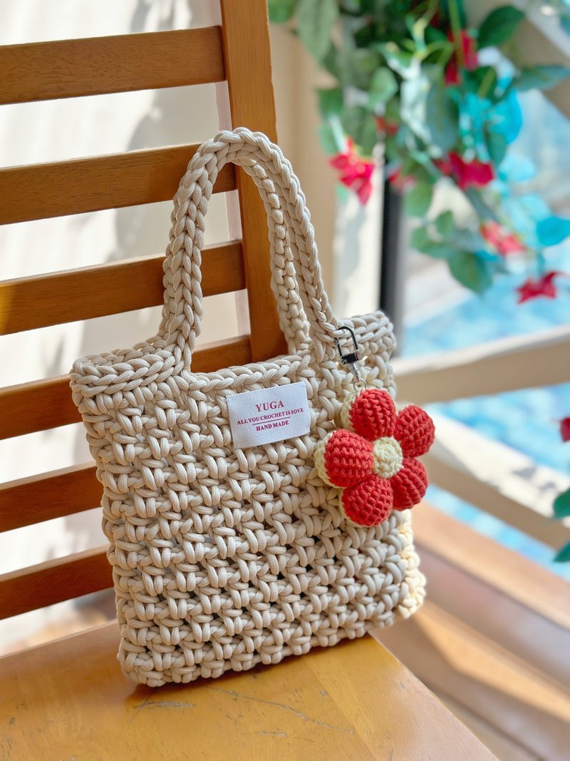 hand knitted bag handbag crochet bag crochet crochet - กระเป๋าถือ - ผ้าฝ้าย/ผ้าลินิน 