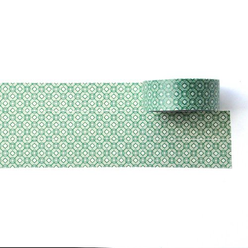Willwa Green Mosaic washi tape 15mm x 10m - Geometric pattern that can be repeated