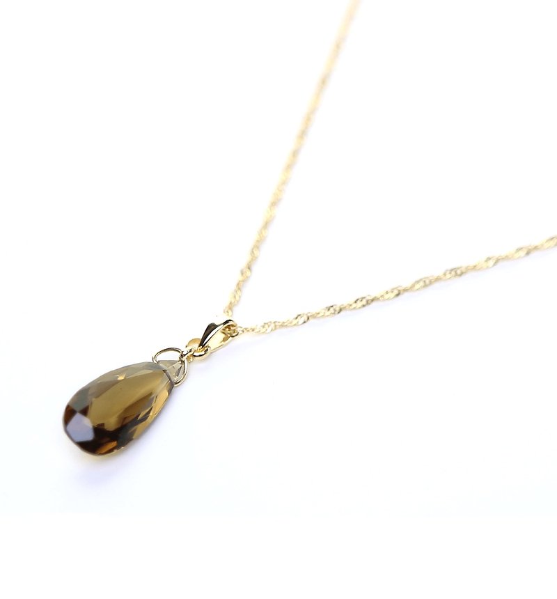K10 smoky quartz (long pair shape) necklace charm ~BOURGEON~ (chain set available) - Necklaces - Gemstone Brown
