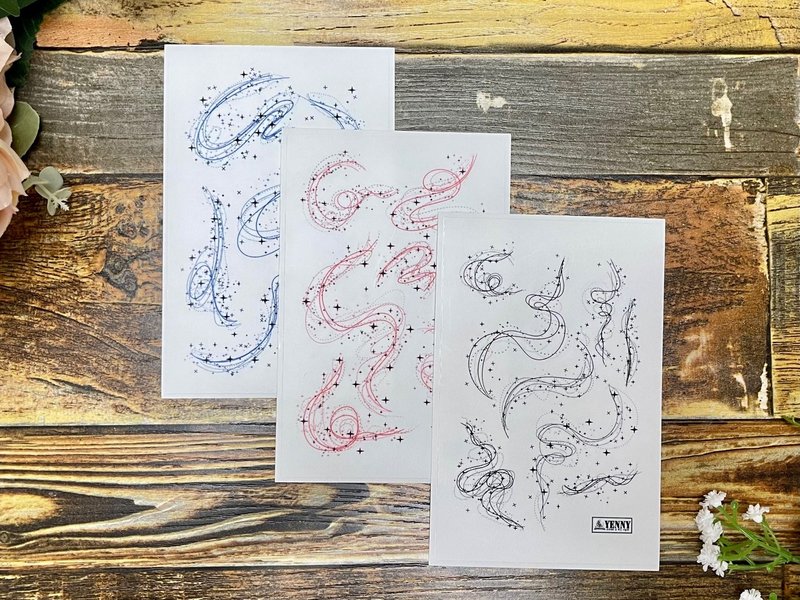 (matte clear sticker 3pcs) dreaming line art 3 types - 貼紙 - 防水材質 