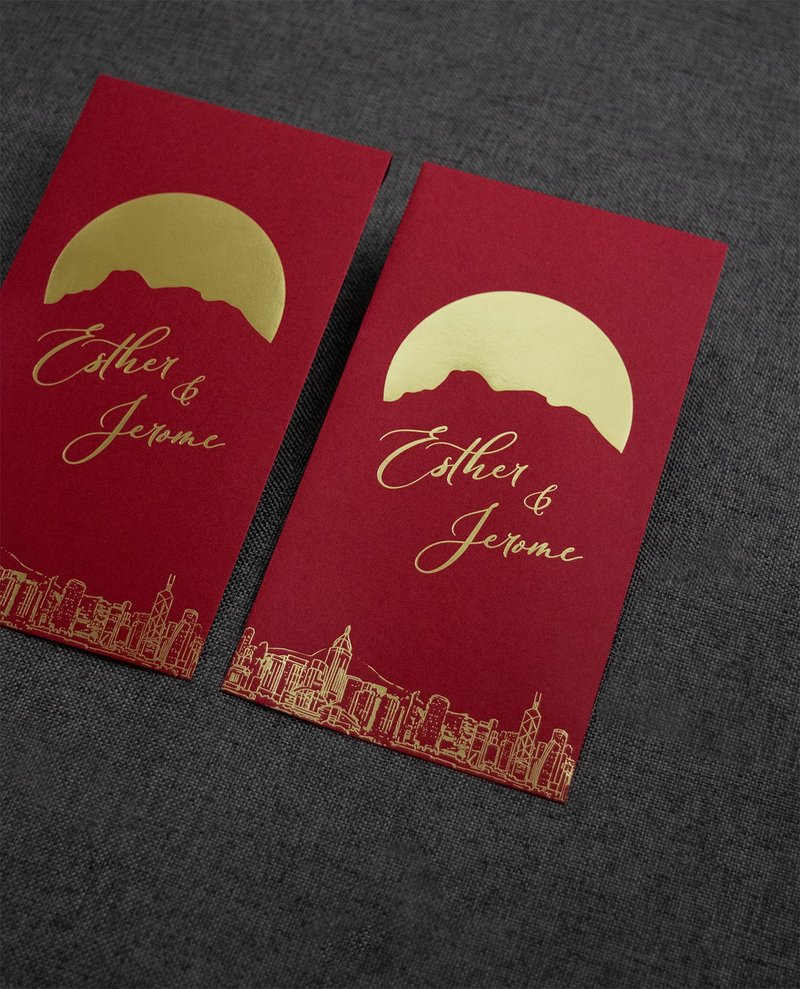 [Customized] Lion Rock Hong Kong Architectural Hot Stamping Red Packets 100 pieces - Chinese New Year - Paper Red