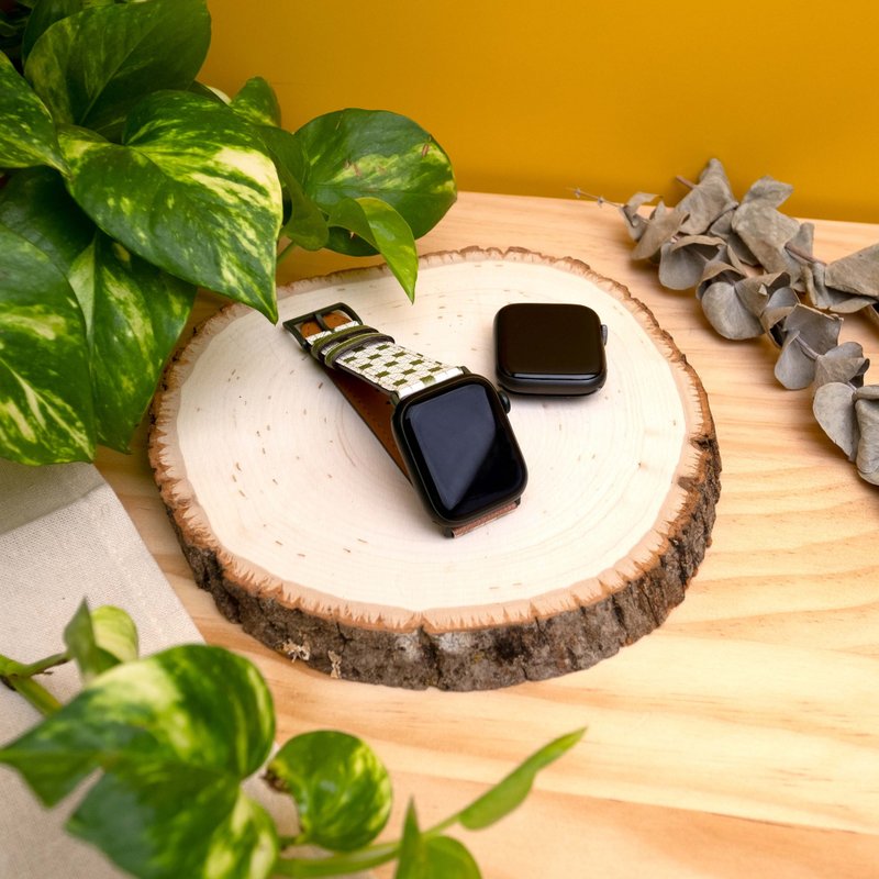 紙皮石Apple Watch真皮錶帶 | 蘋果智能手錶5 6 7 8 SE Ultra適用 - 錶帶 - 真皮 銀色