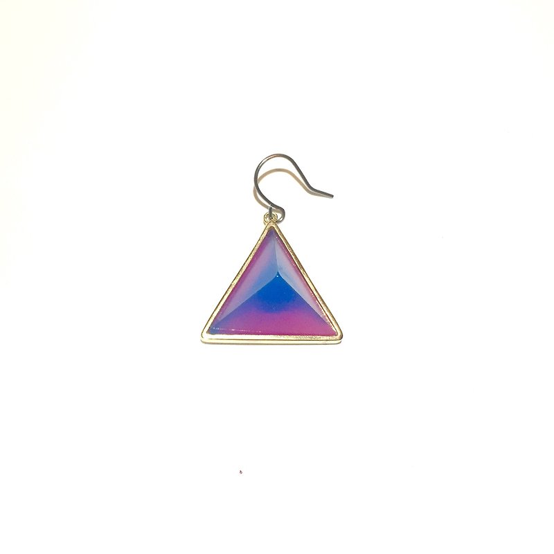 PRISM earrings ear one ear gold pink blue - Earrings & Clip-ons - Other Metals Pink