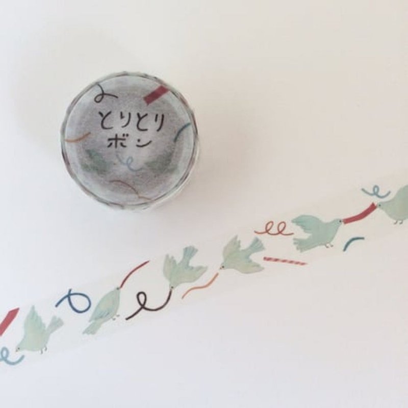 Bird and Ribbon Masking Tape - Washi Tape - Paper White