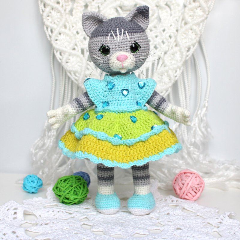 Kitty pattern crochet PDF in English Cat tutorial amigurumi toy - 手工藝教學/工具書 - 其他材質 