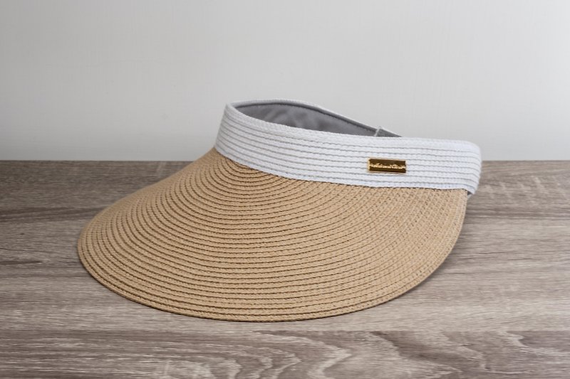 Empty top sun hat-white milk tea paper thread woven made in Taiwan - Hats & Caps - Paper Khaki