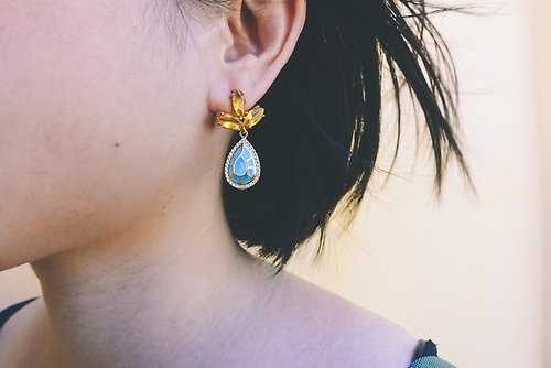 MISIS Jewels Taiwan 黃色水晶 不列顛系列 耳環 可訂製耳夾